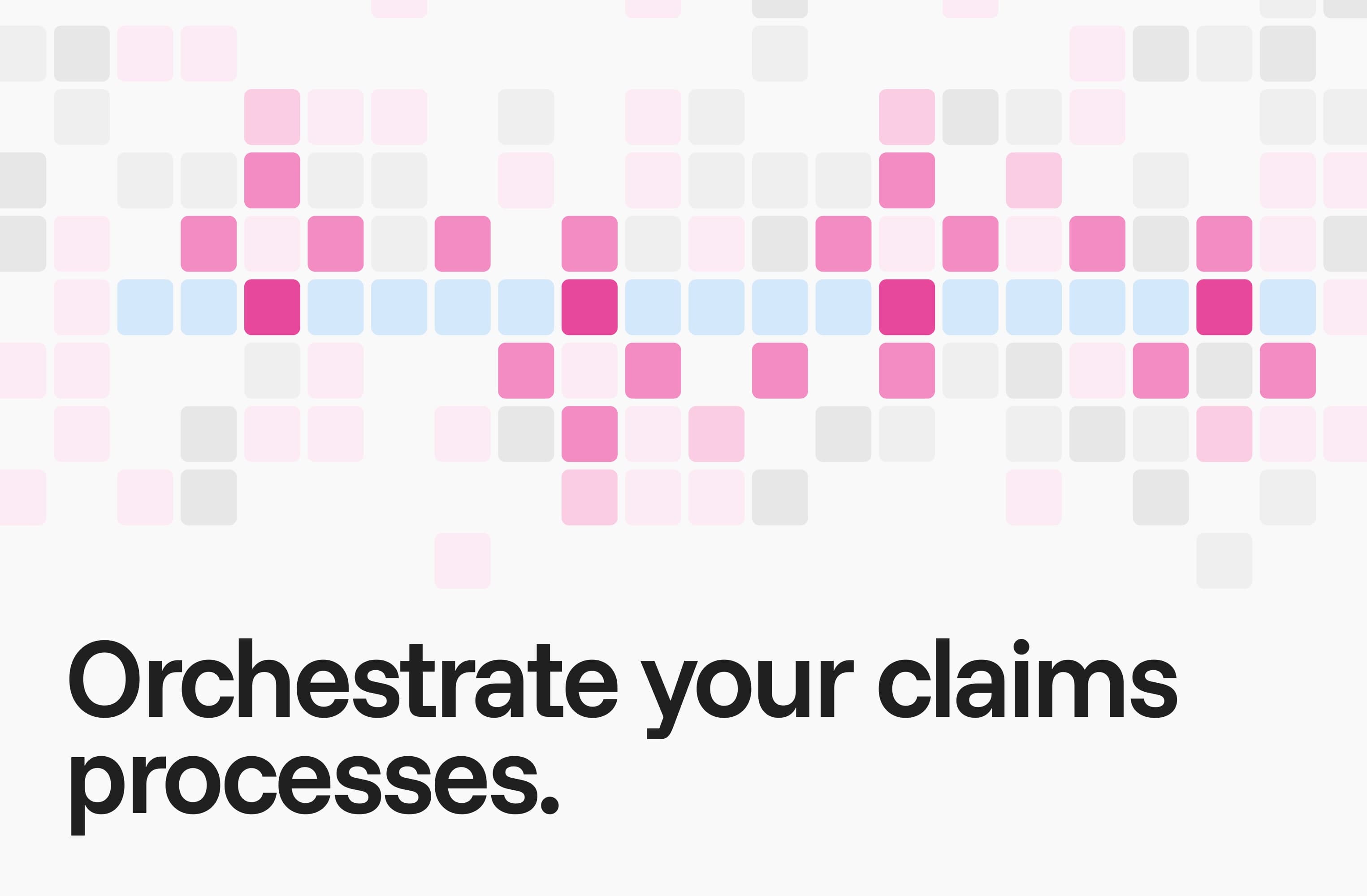 Onsomble banner variation with a denser pink, blue and grey cell grid